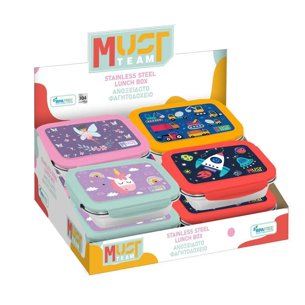 Boîte à lunch Must Team 900 ml Garçon - Fille avec base en acier inoxydable 4 modèles
