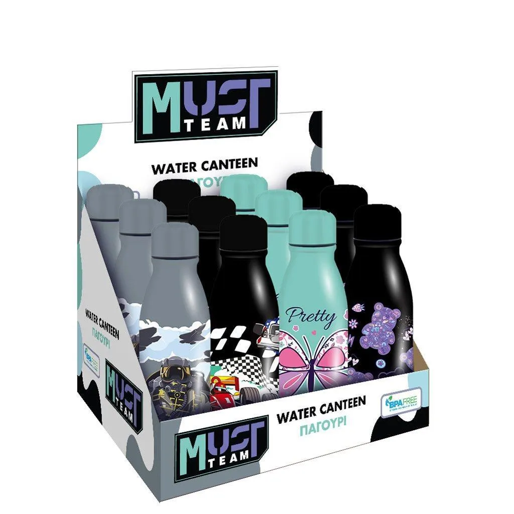 Gourde en aluminium Must Team 550 ml avec couvercle 4 modèles