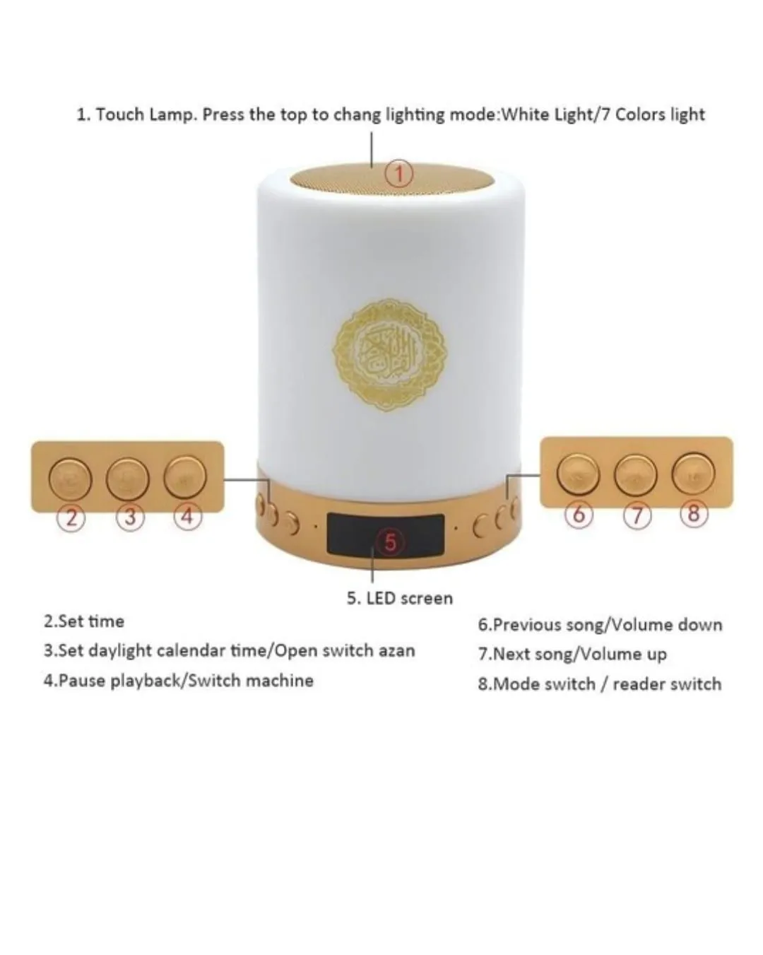 Veilleuse Coranique Multifonction - Speaker Lampe Bluetooth coranique