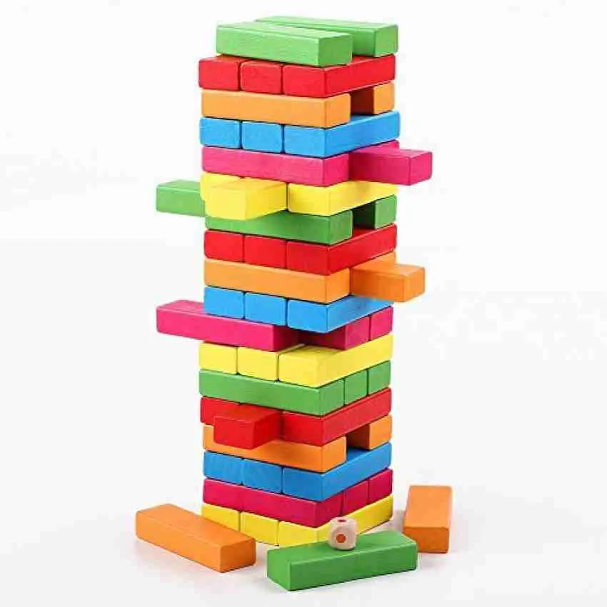 JENGA 54 BLOCS DE CONSTRUCTION COLORÉS