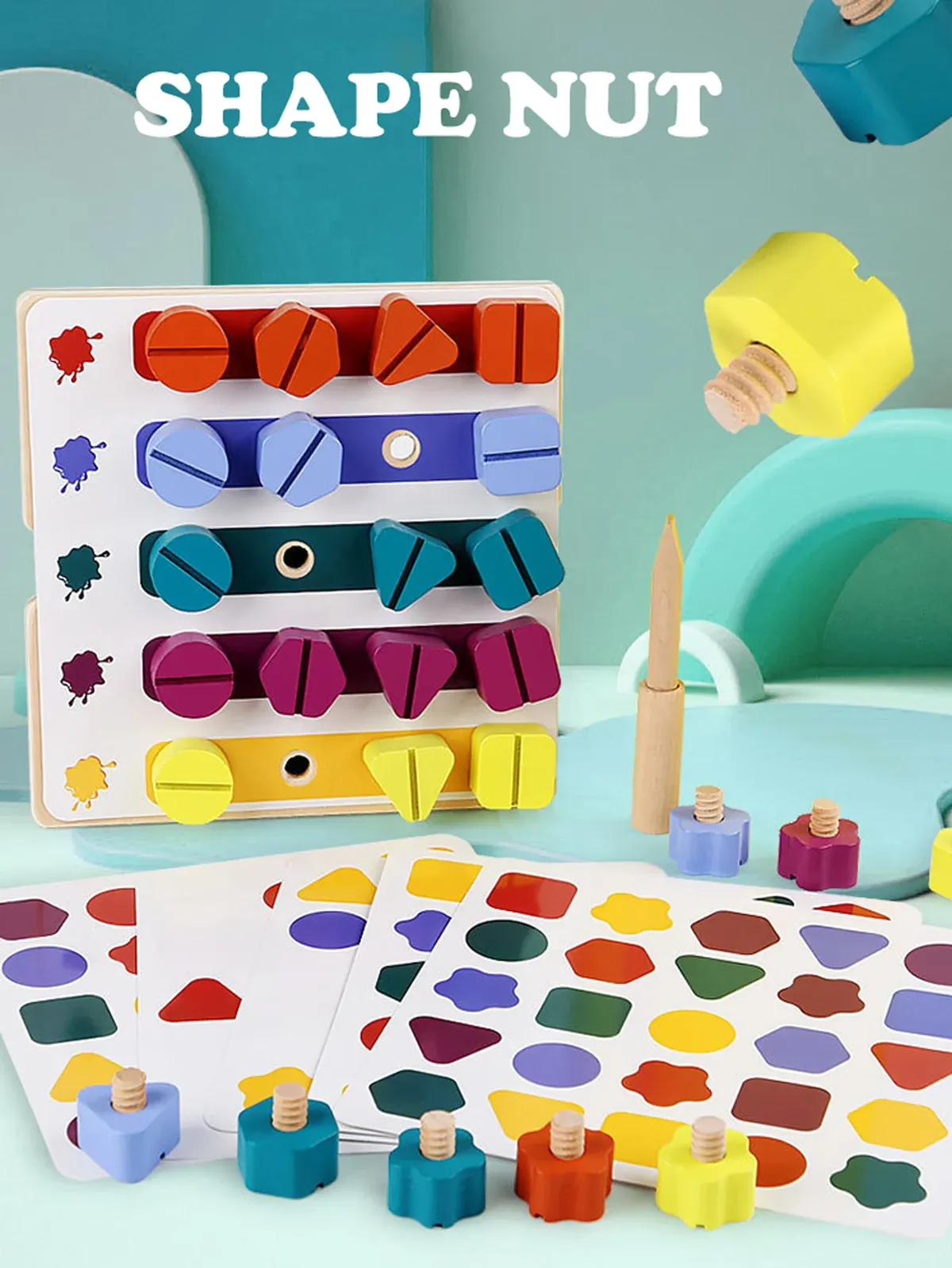 Jeu de logique en couleurs Torni - Forme de noix arc-en-ciel