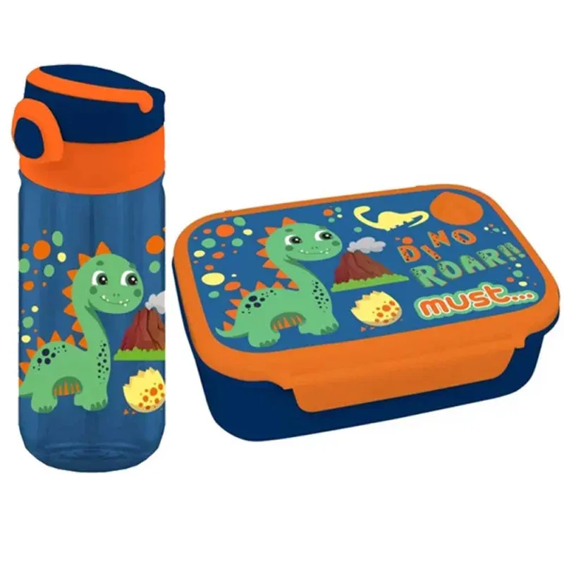 Coffret Boite à Goûter alimentaire + Bouteille à Eau en aluminium MUST Dino