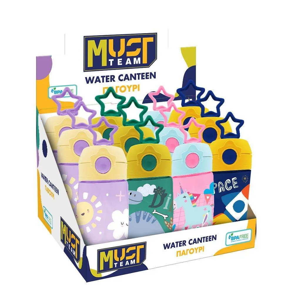 Gourde PCTG Must Team 400 ml avec paille et étoile 4 motifs