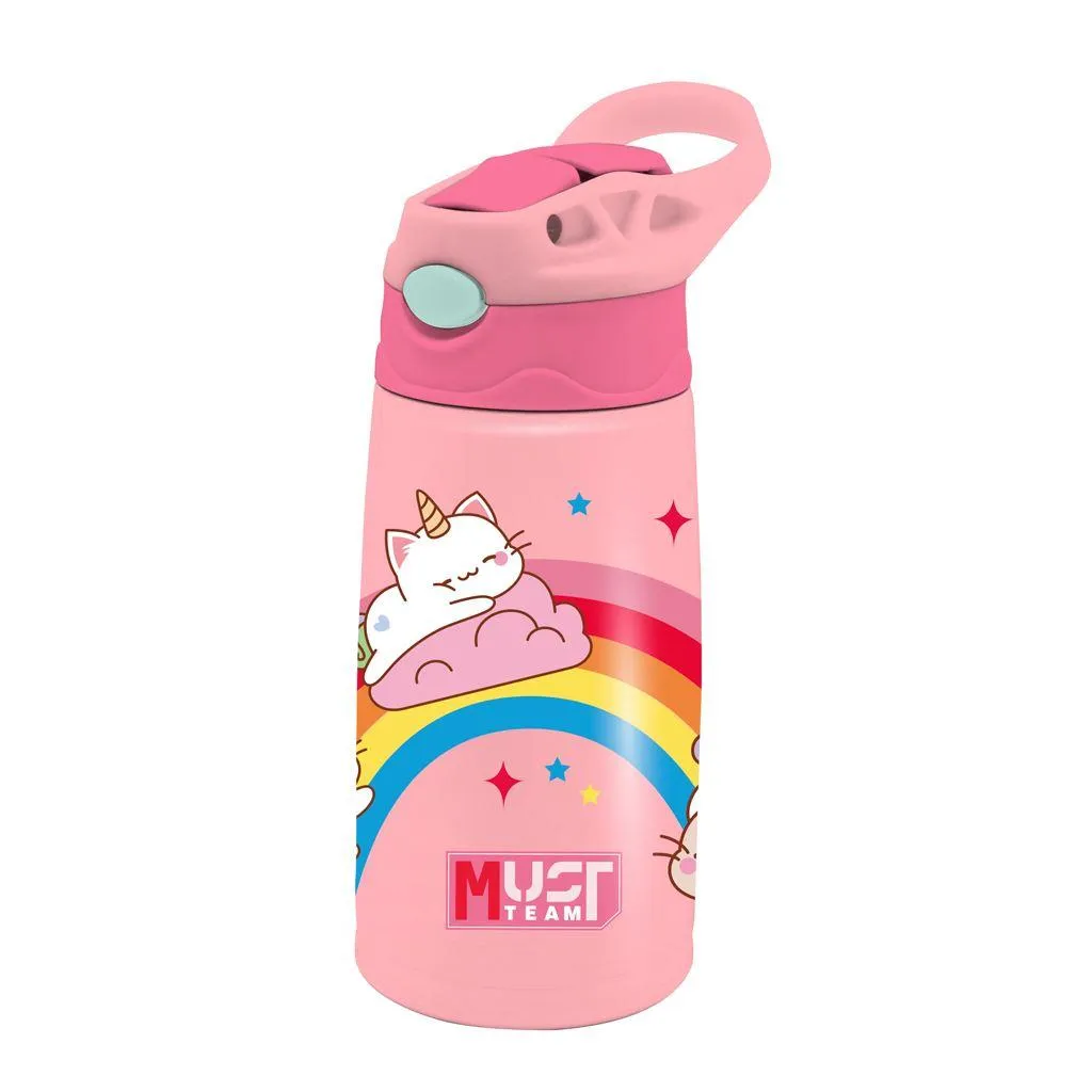 Bouteille isotherme en acier inoxydable Must Team pour enfants 400 ml avec paille 4 modèles