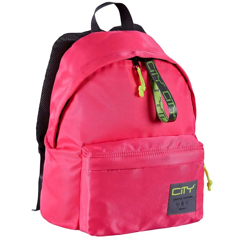 SAC A DOS FLUO SATINE CITY ROSE