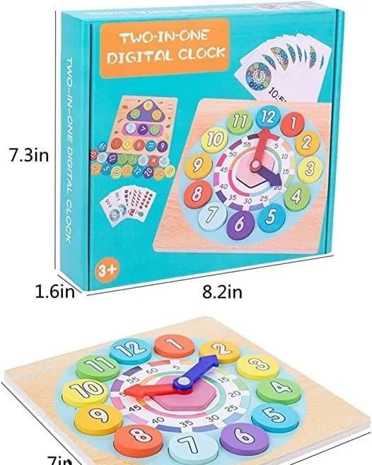Horloge numérique d'apprentissage et d'éducation deux en un en bois pour enfants