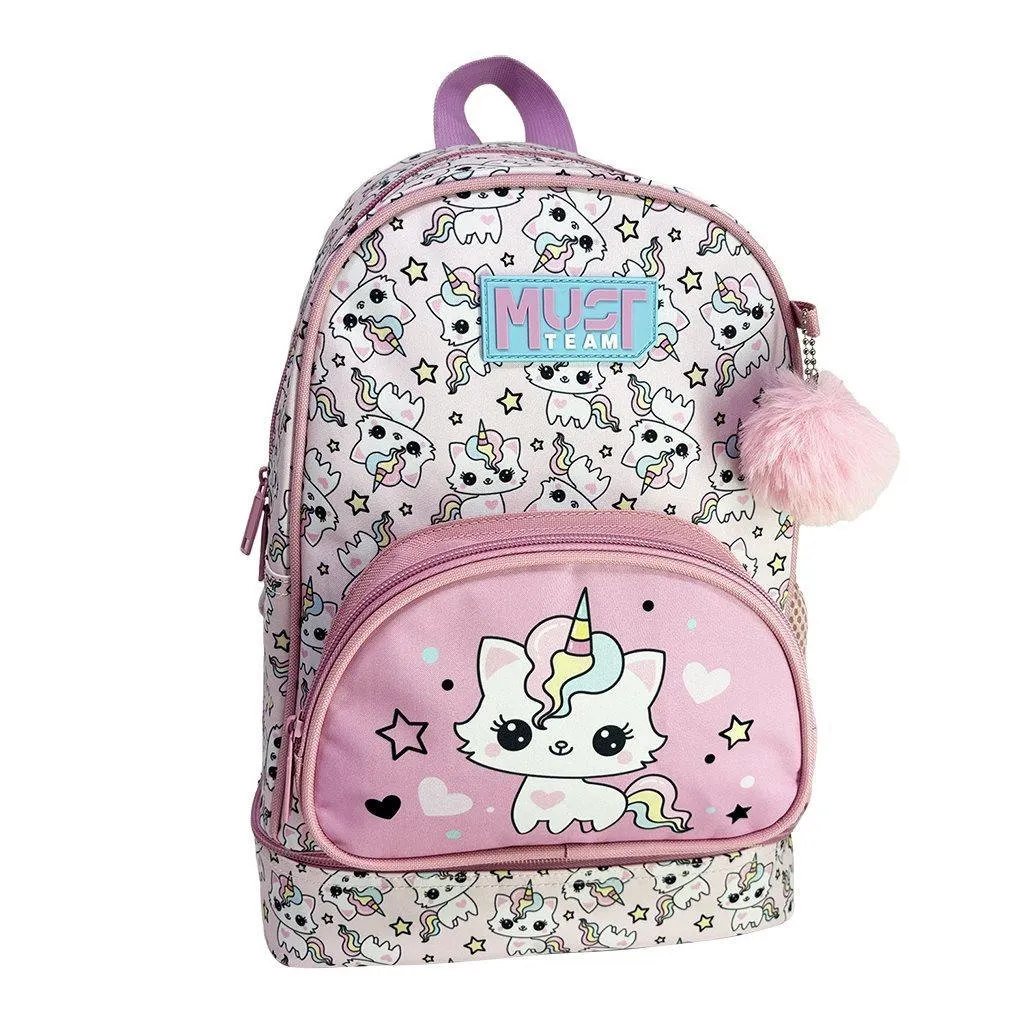 Sac à dos d'école maternelle Must Team Chaton avec sac à lunch isotherme