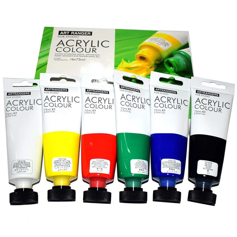 6 Tubes Acrylique Couleurs Primaire 75ml ART RANGERS