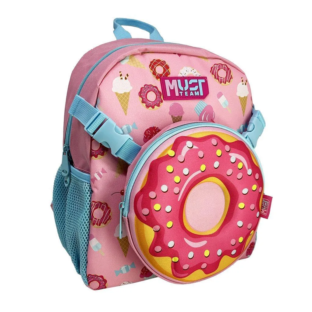Sac à dos d'école maternelle Must Team Donut 1 étui avec sac banane et bandoulière amovibles